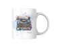 Preview: Weiße Keramiktasse mit einer kunstvollen Illustration einer Vintage-Schreibmaschine im Aquarellstil. Die Schreibmaschine ist mit floralen Elementen verziert und hat einen personalisierten Namen „Claudia“ darunter. Perfekt als Geschenk für Schriftsteller, 